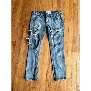 One X One Teaspoon 24 Destroyed Distressed Women's Blue Jeans